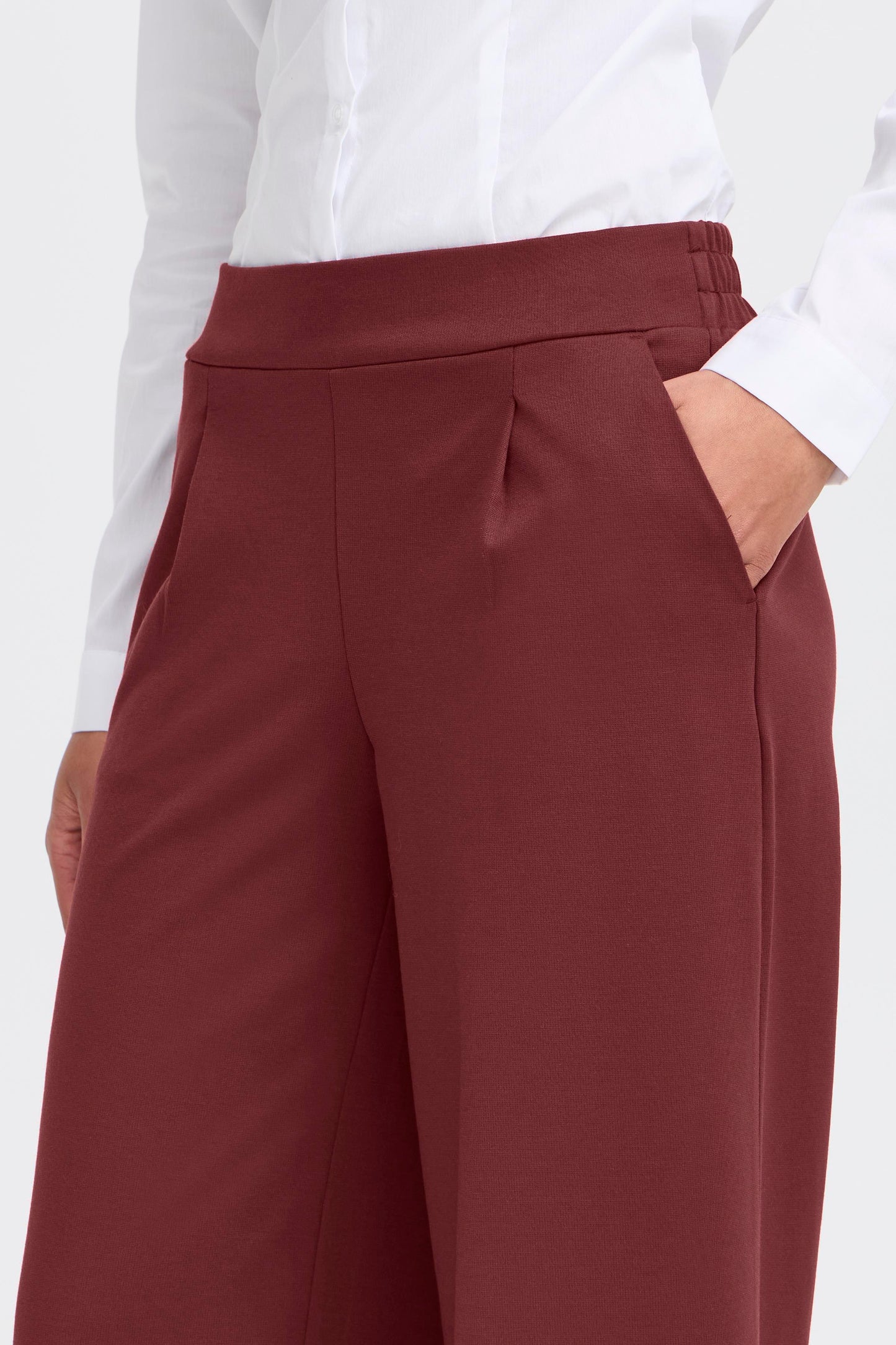ICHI KATE LONG WIDE LEG TROUSERS PORT ROYALE 20118337