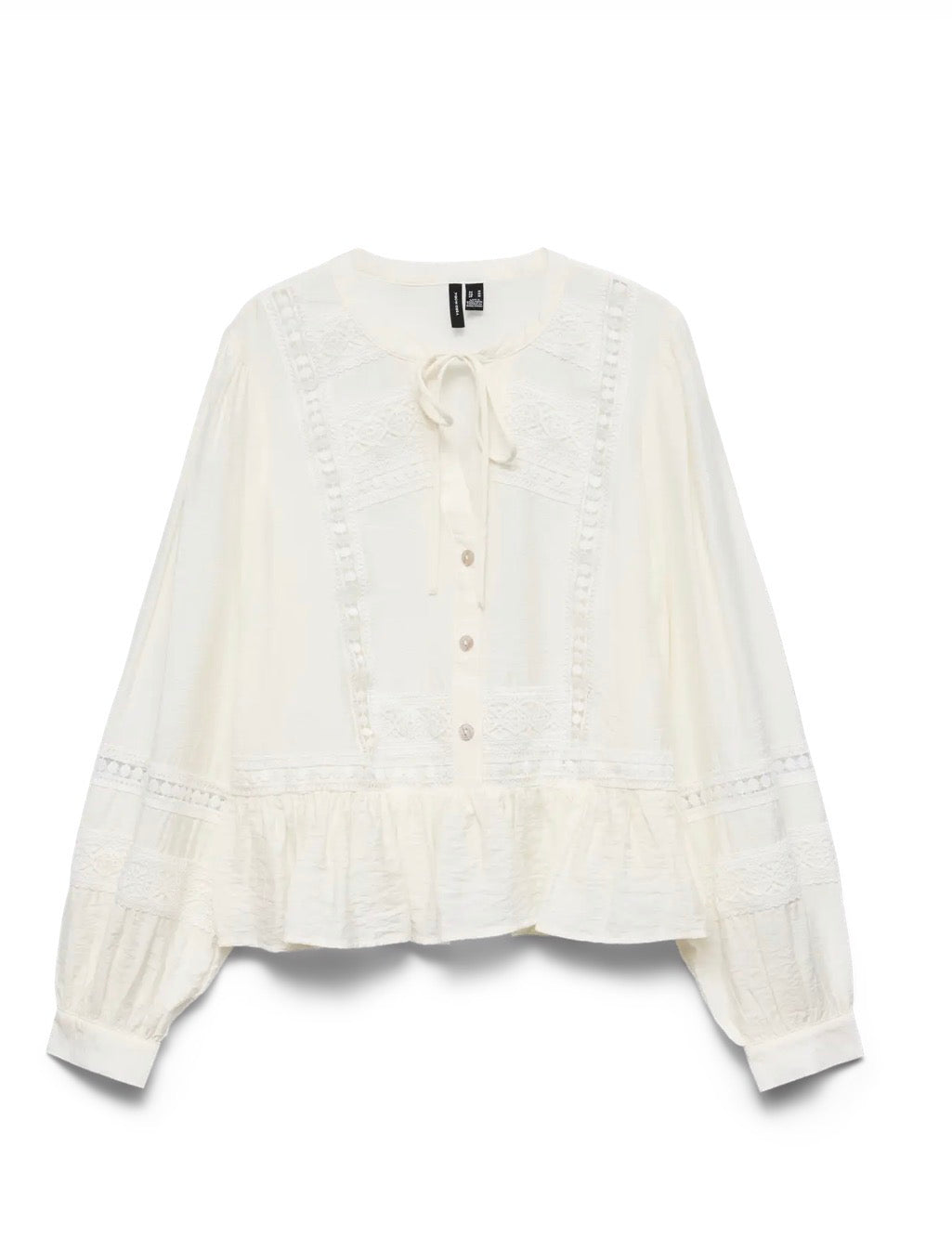 VERO MODA JULES LS TAPE TOP SNOW WHITE