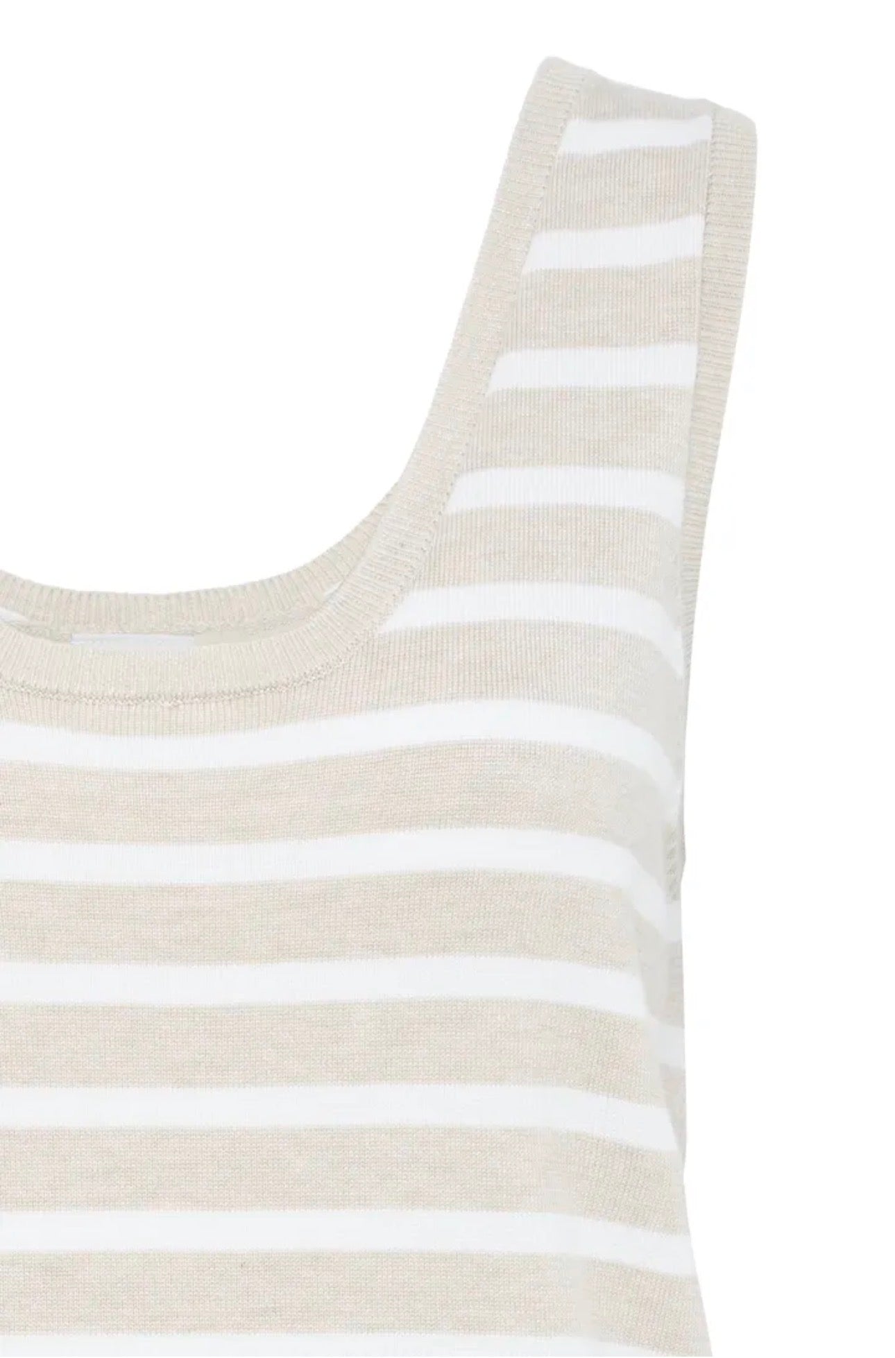 ICHI LULS VEST TOP 20125820 OATMEAL/WHITE STRIPE
