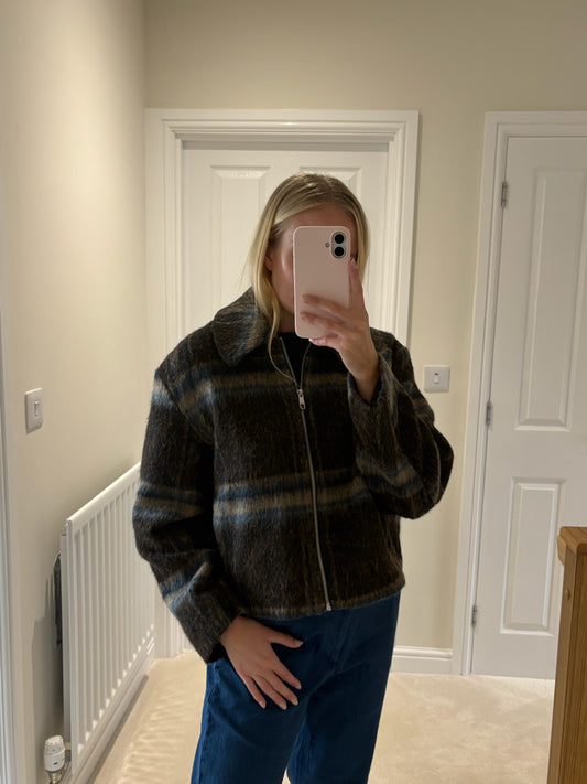 ONLY KATE CHECK JACKET - COFFEE BEAN