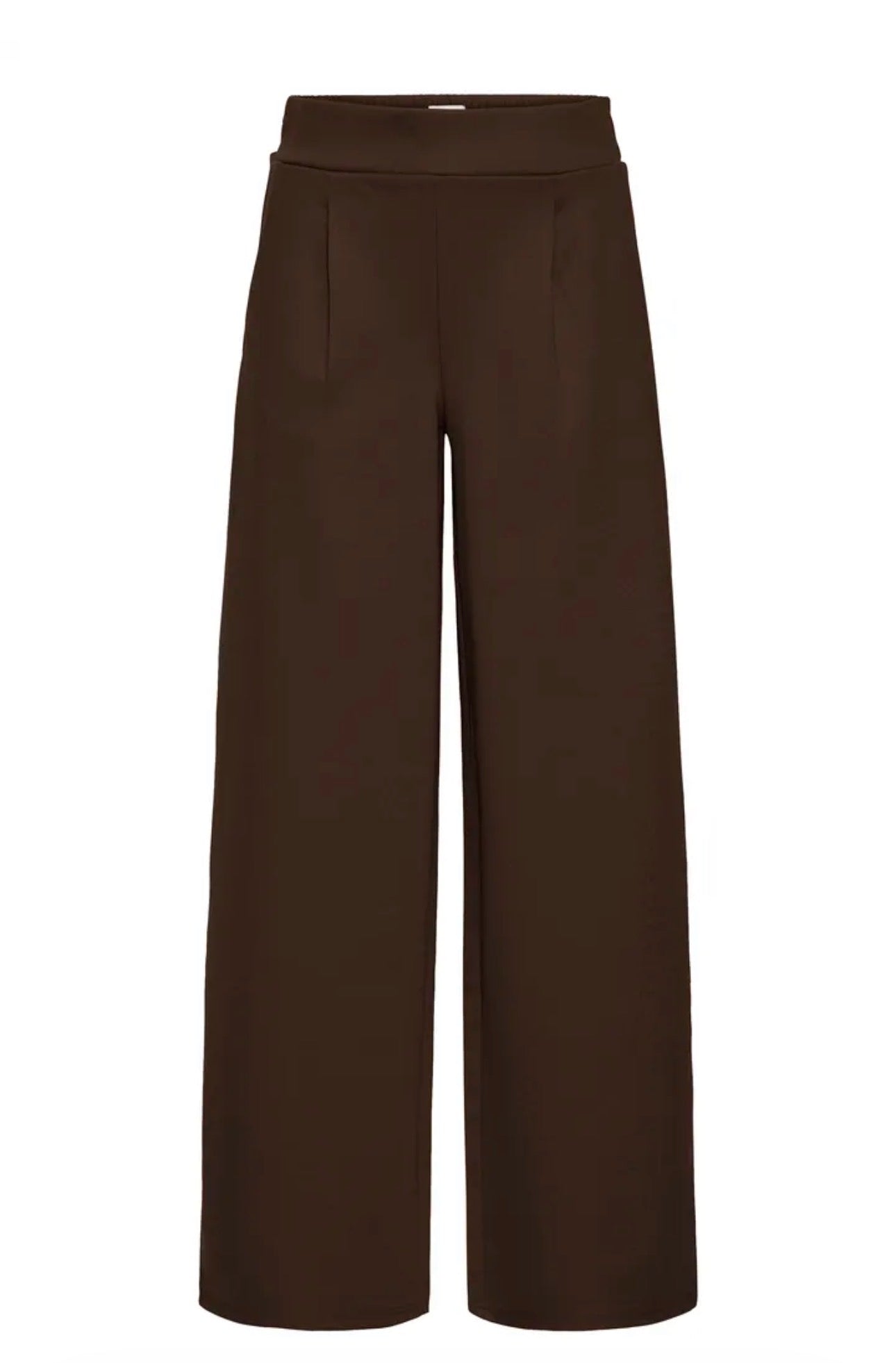 ICHI KATE LONG WIDE LEG TROUSERS - CHOCOLATE TORTE