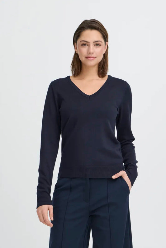 ICHI LULS V-NECK LS JUMPER - TOTAL ECLIPSE