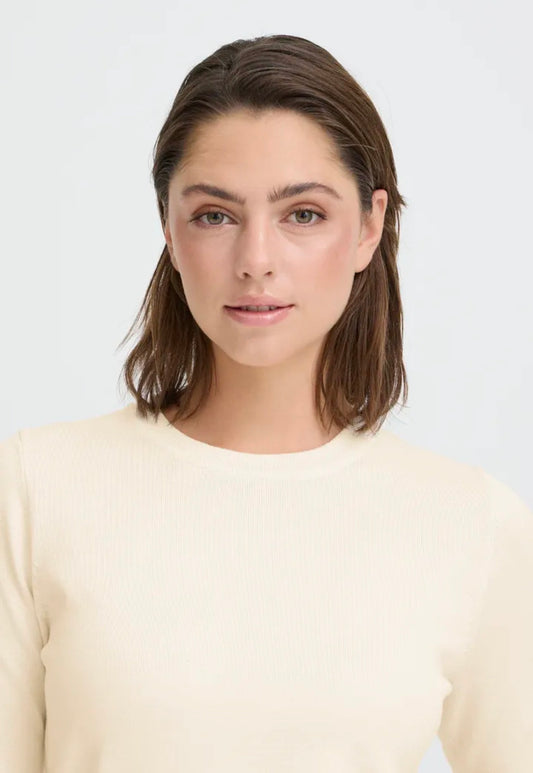 ICHI LULS O neck SS pullover - Birch