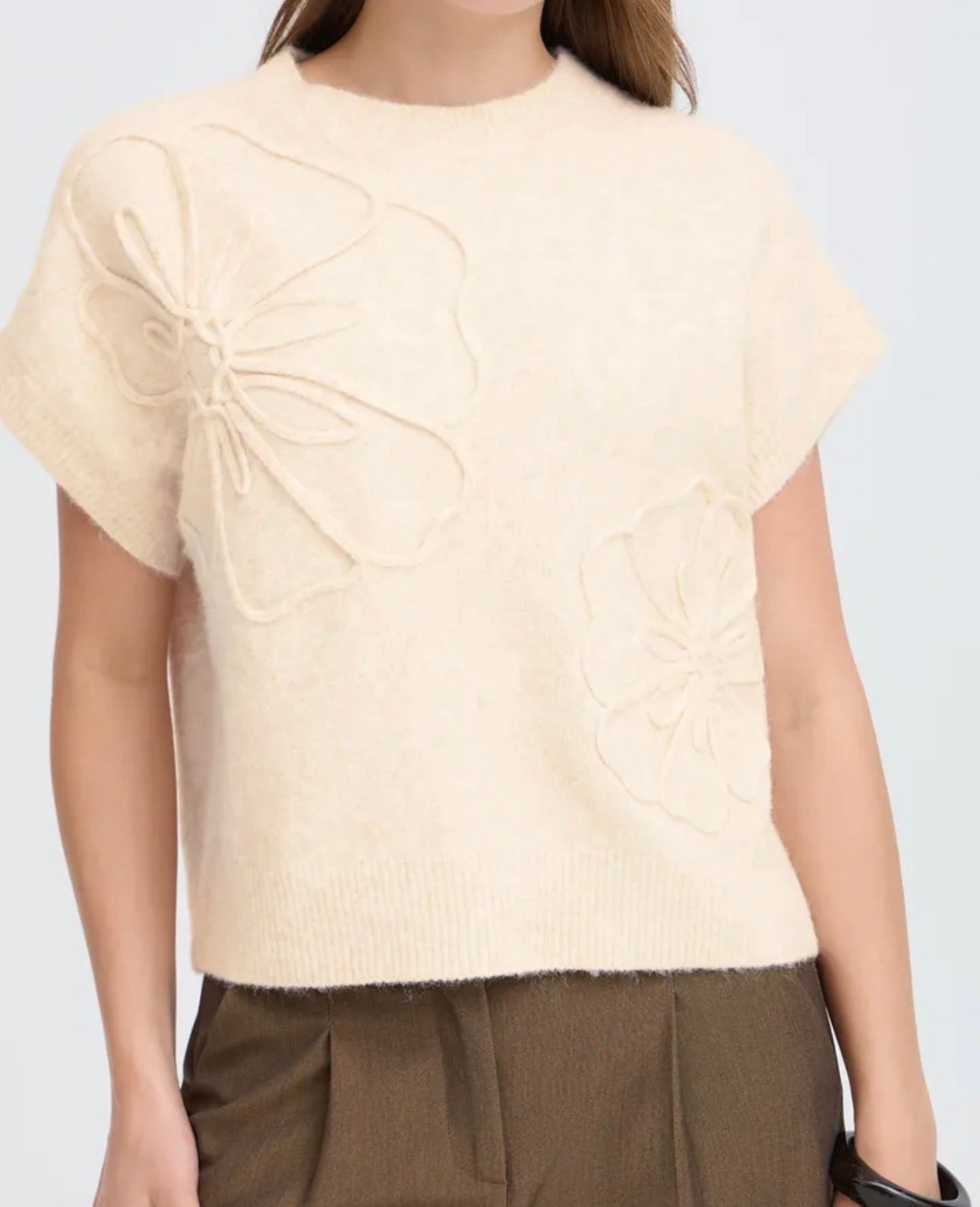 B YOUNG OMEA DECO SLIPOVER TOP - BIRCH MELANGE