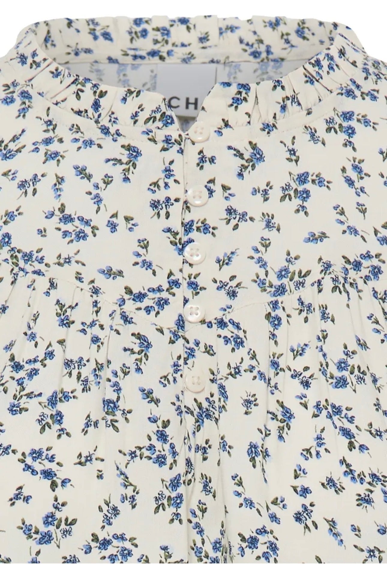 ICHI VERA LS BLOUSE -BIRCH/BLUE FLOWER PRINT