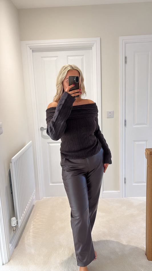 VERO MODA SEQUOIA LS OFF SHOULDER PULLOVER - CHOCOLATE TORTE