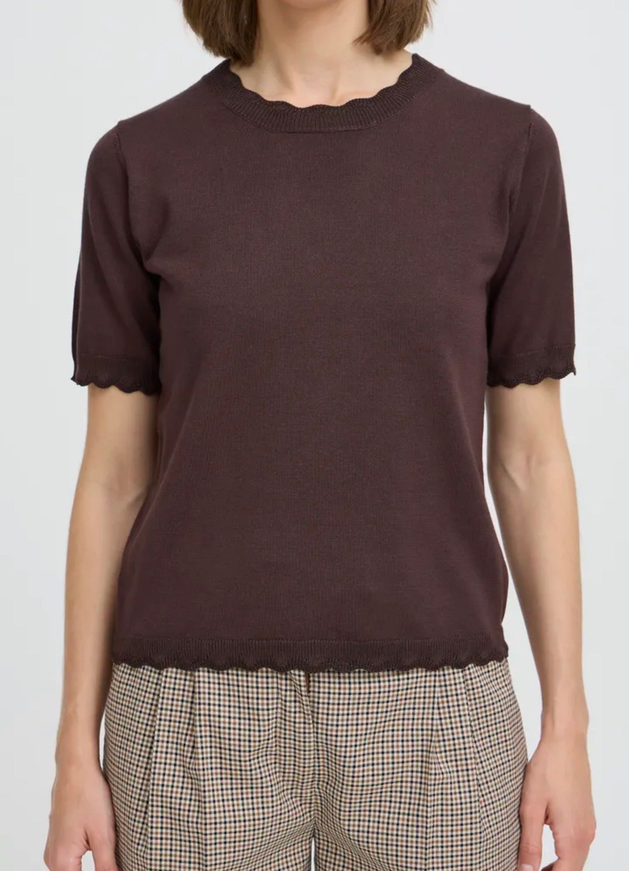 B YOUNG MMORLA LUREX SS JUMPER - JAVA BROWN