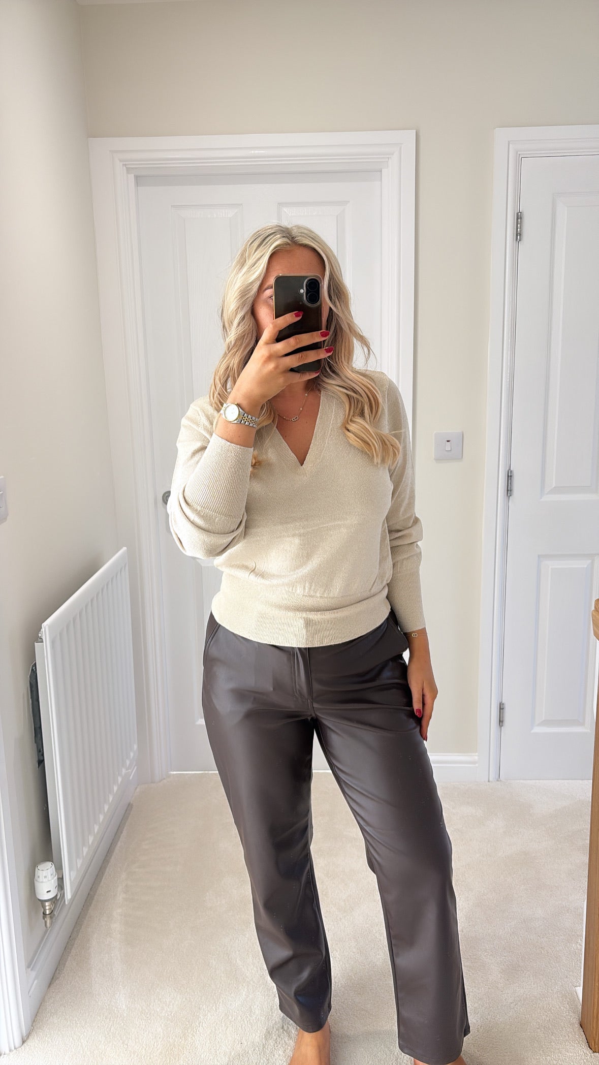 B YOUNG MOBBE V NECK JUMPER - OATMEAL SHIMMER