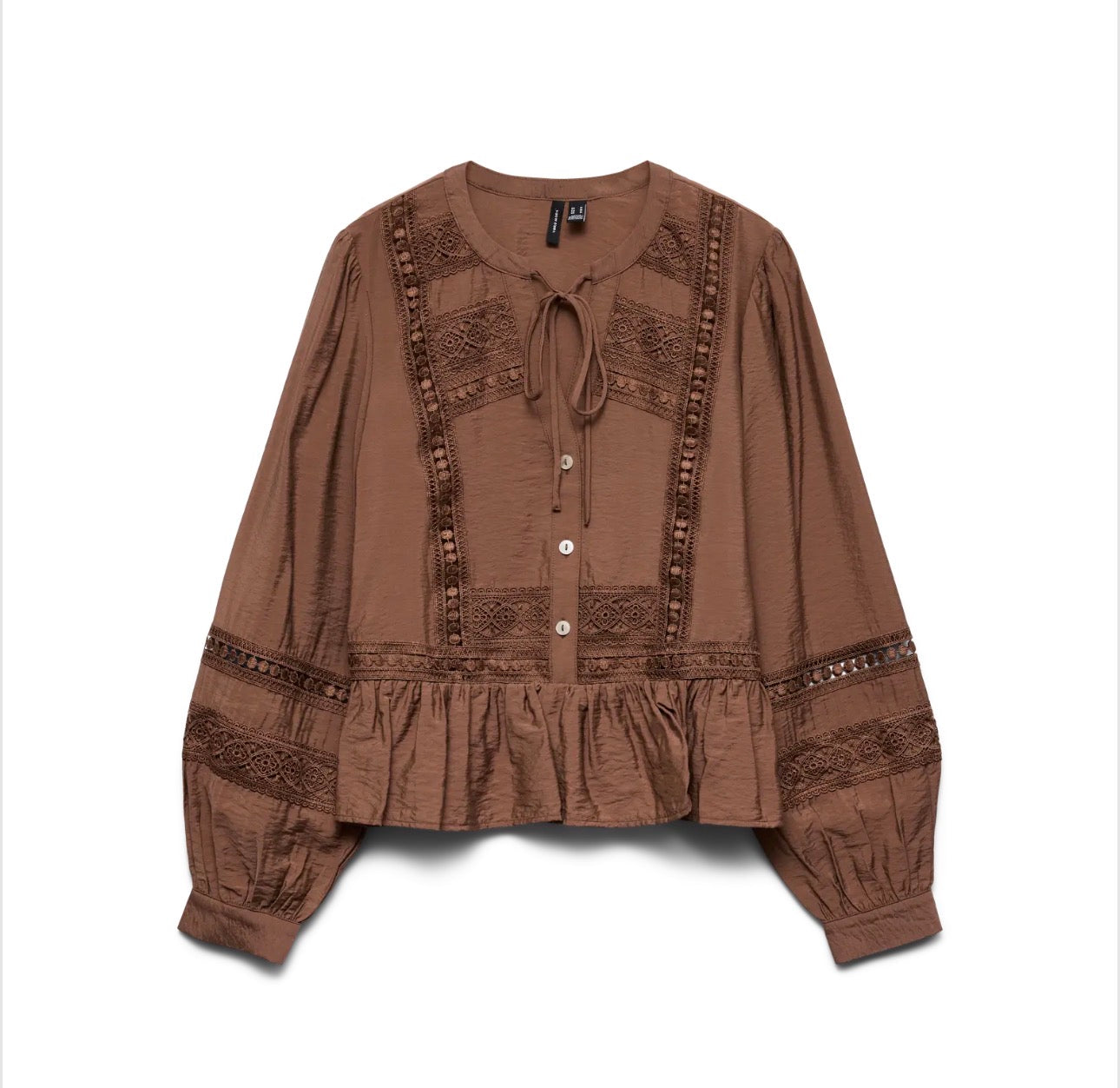 VERO MODA JULES LS TAPE TOP COCOA BROWN