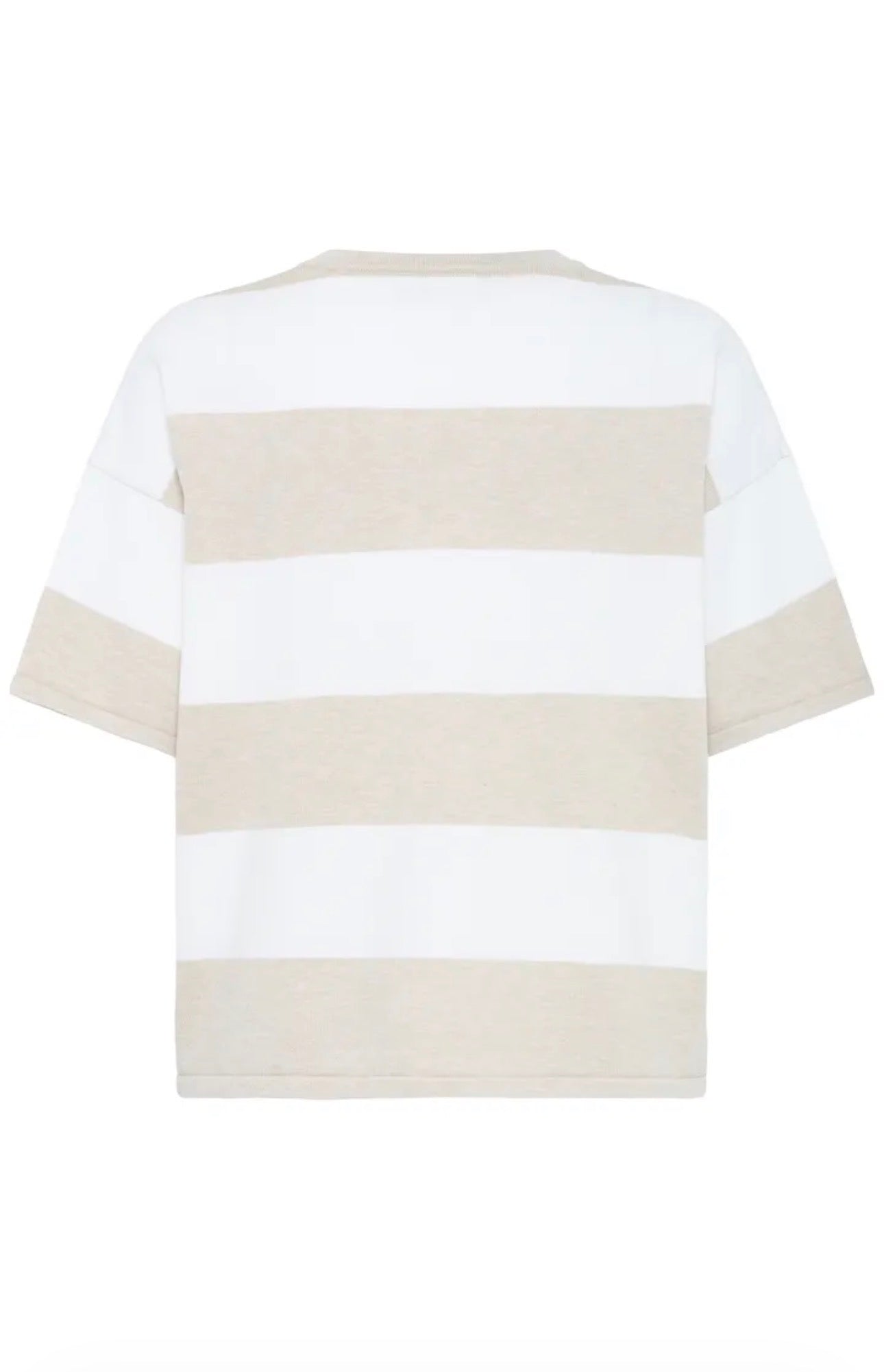 ICHI LULS LOOSE SS TOP 20125817 WIDE OATMEAL WHITE STRIPE