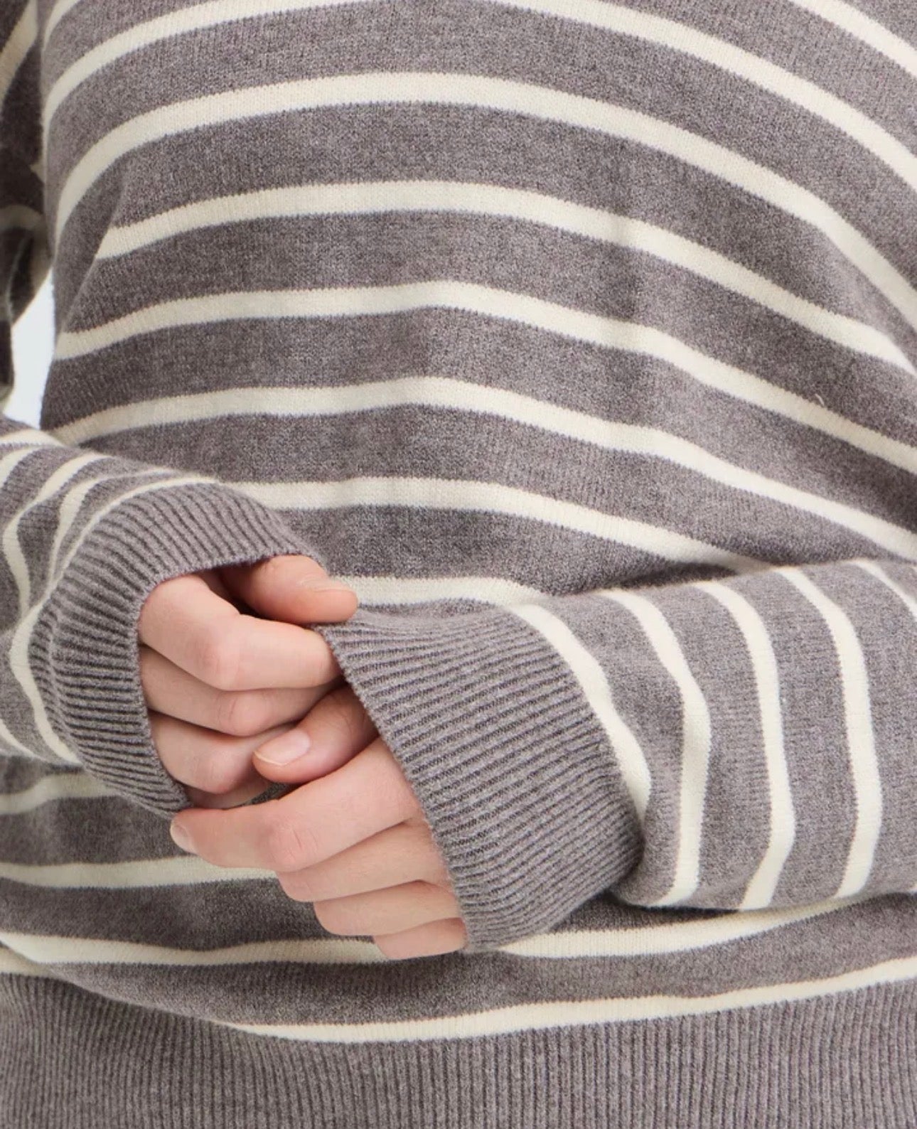 PULZ STEFFI STRIPE PULLOVER - CHOCOLATE BROWN