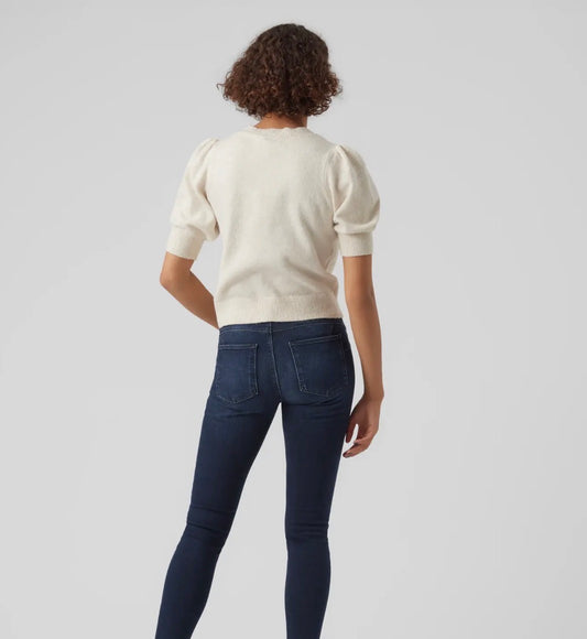 VERO MODA DOFFY 2/4 O-NECK PULLOVER BIRCH-MELANGE