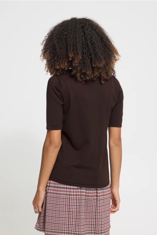 ICHI LULS O-NECK SS PULLOVER - CHOCOLATE TORTE