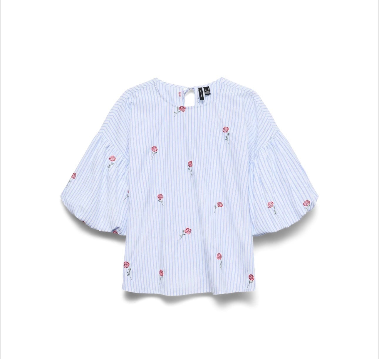VERO MODA 2/4 EMB TOP BRIGHT WHITE/BLUE/EMB