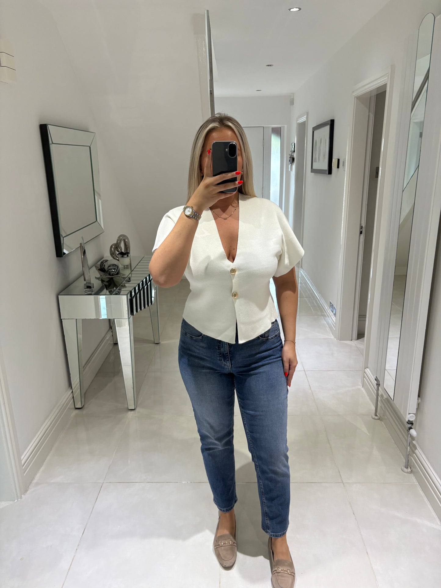GINA GOLD BUTTON TOP