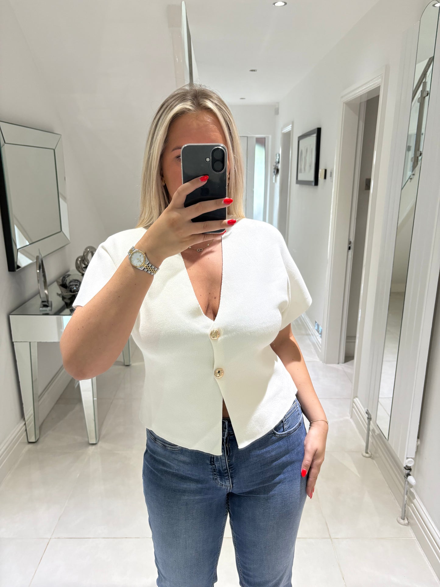 GINA GOLD BUTTON TOP