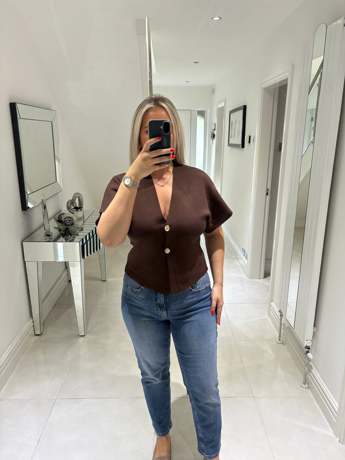 GINA GOLD BUTTON TOP