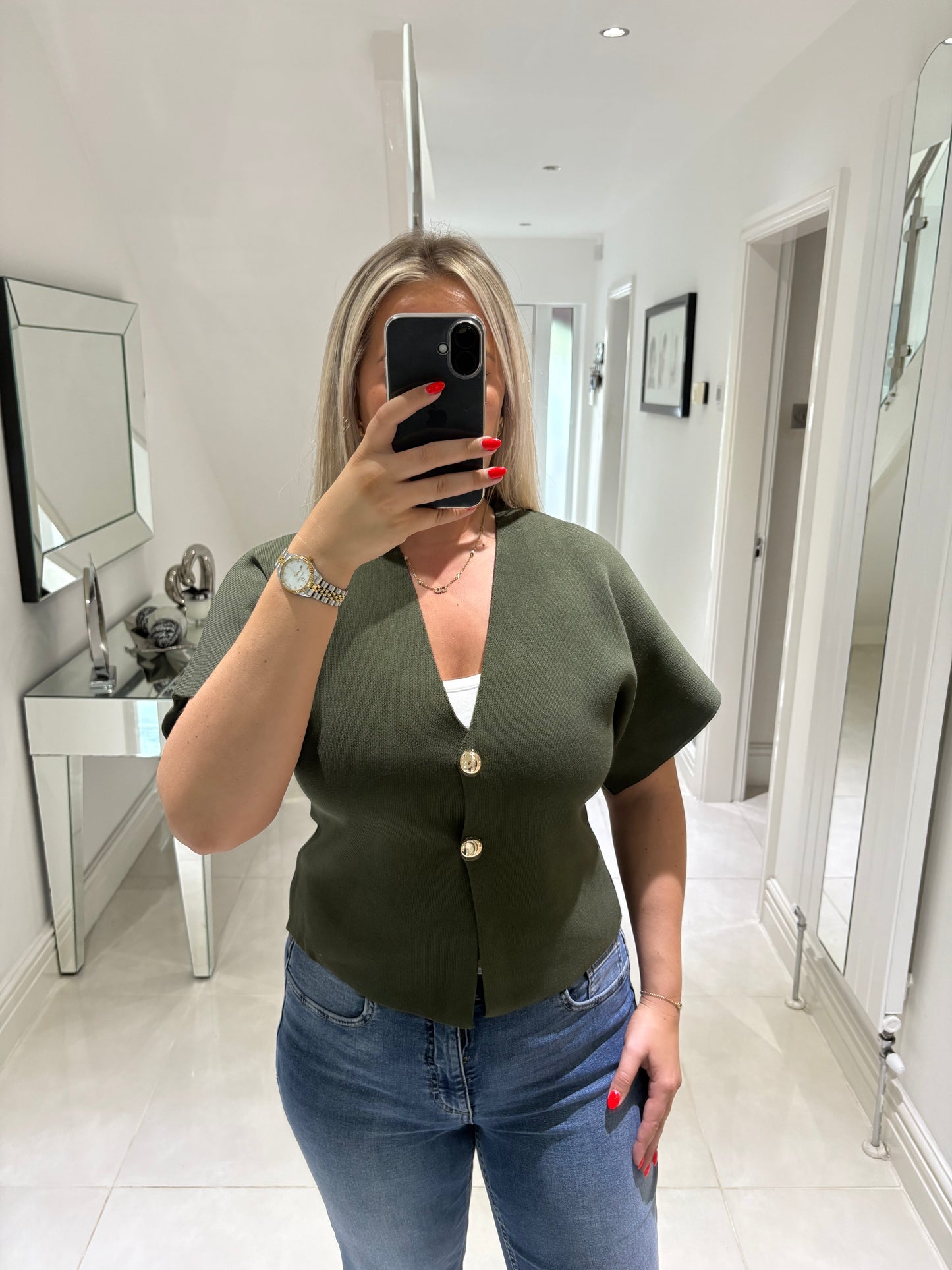 GINA GOLD BUTTON TOP