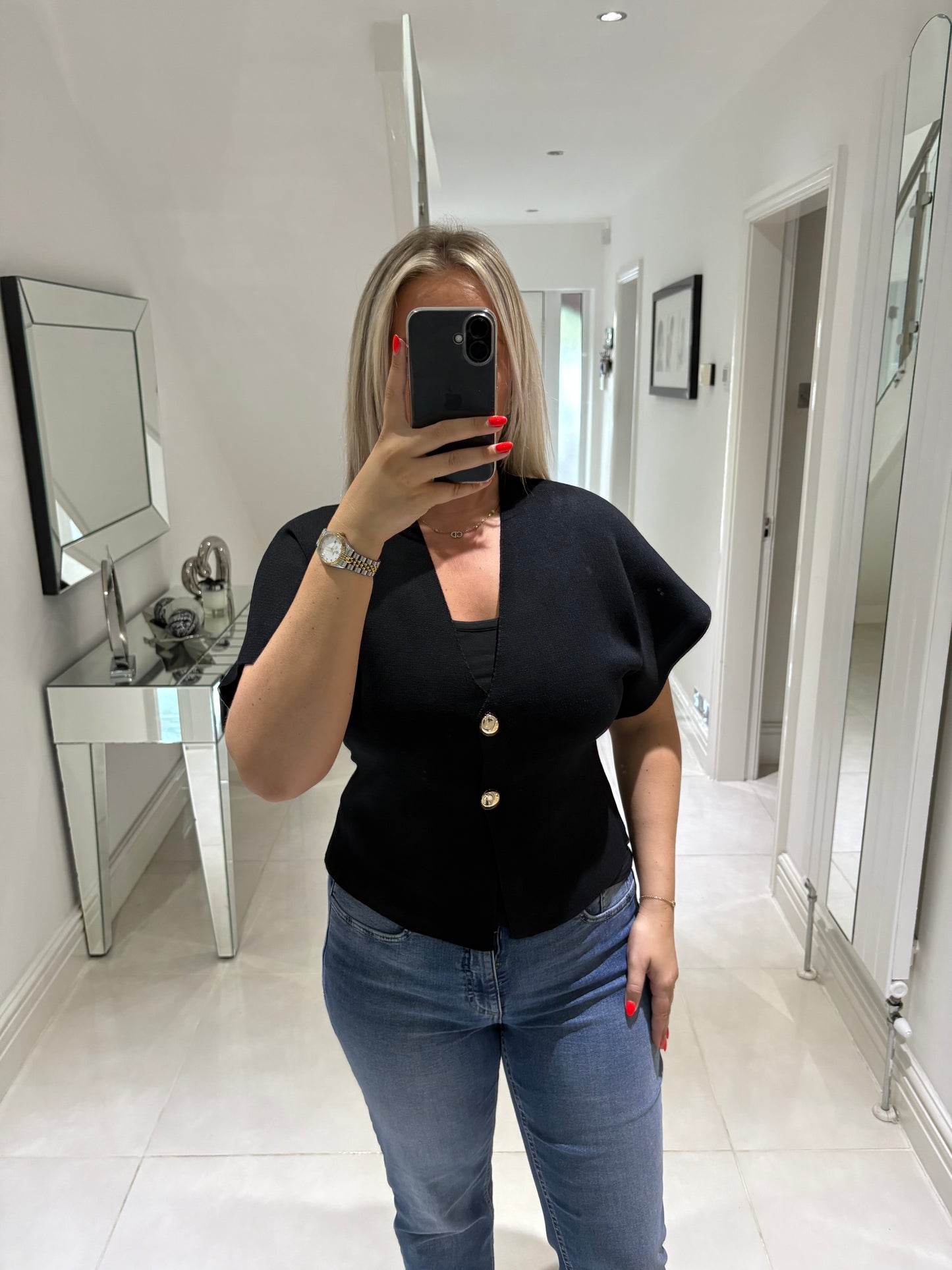 GINA GOLD BUTTON TOP