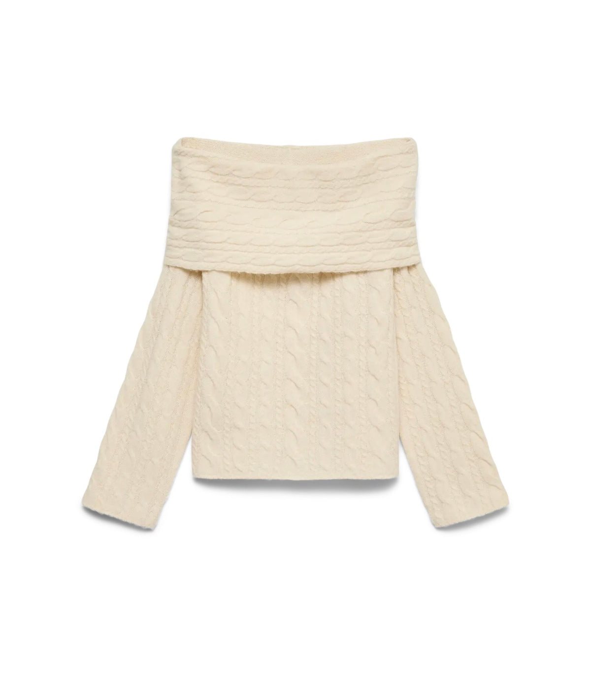 VERO MODA SEQUOIA LS OFF SHOULDER PULLOVER - BIRCH
