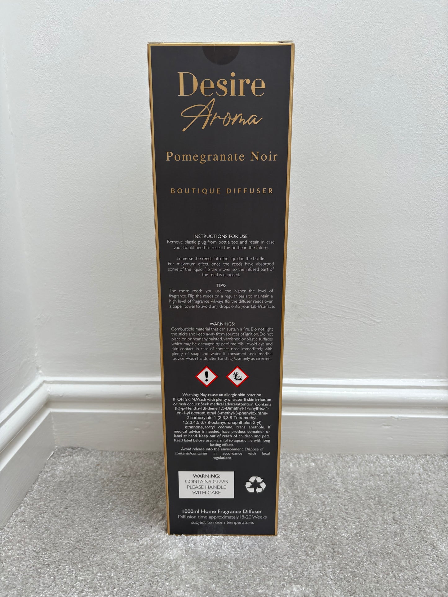 DESIRE AROMA 1000ML Boutique Reed Diffuser Pomegranate Noir