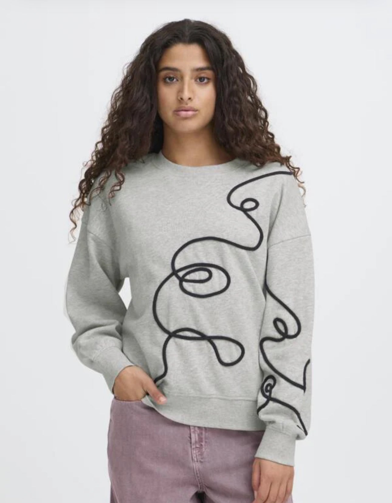ICHI KASURA SWEATSHIRT GREY MELANGE 20124585