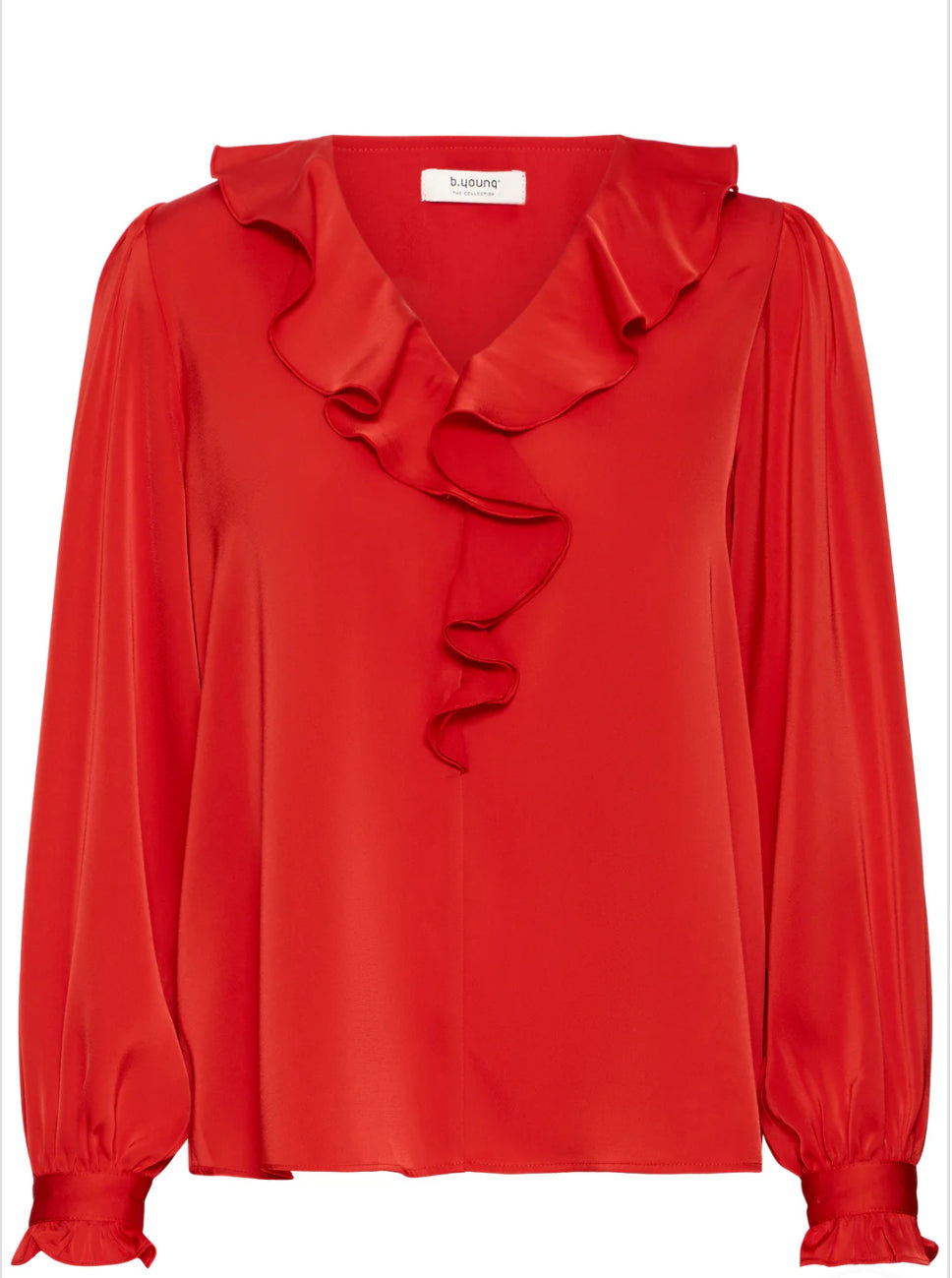 BYOUNG FLAIR FRILL BLOUSE BARBADOS CHERRY 20815848