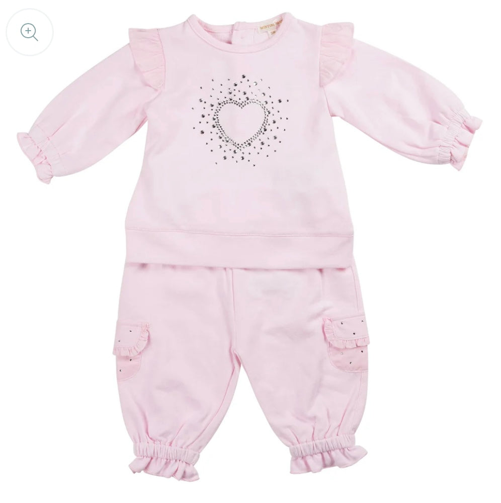 Mintini Pink Frill Diamante Tracksuit Set
