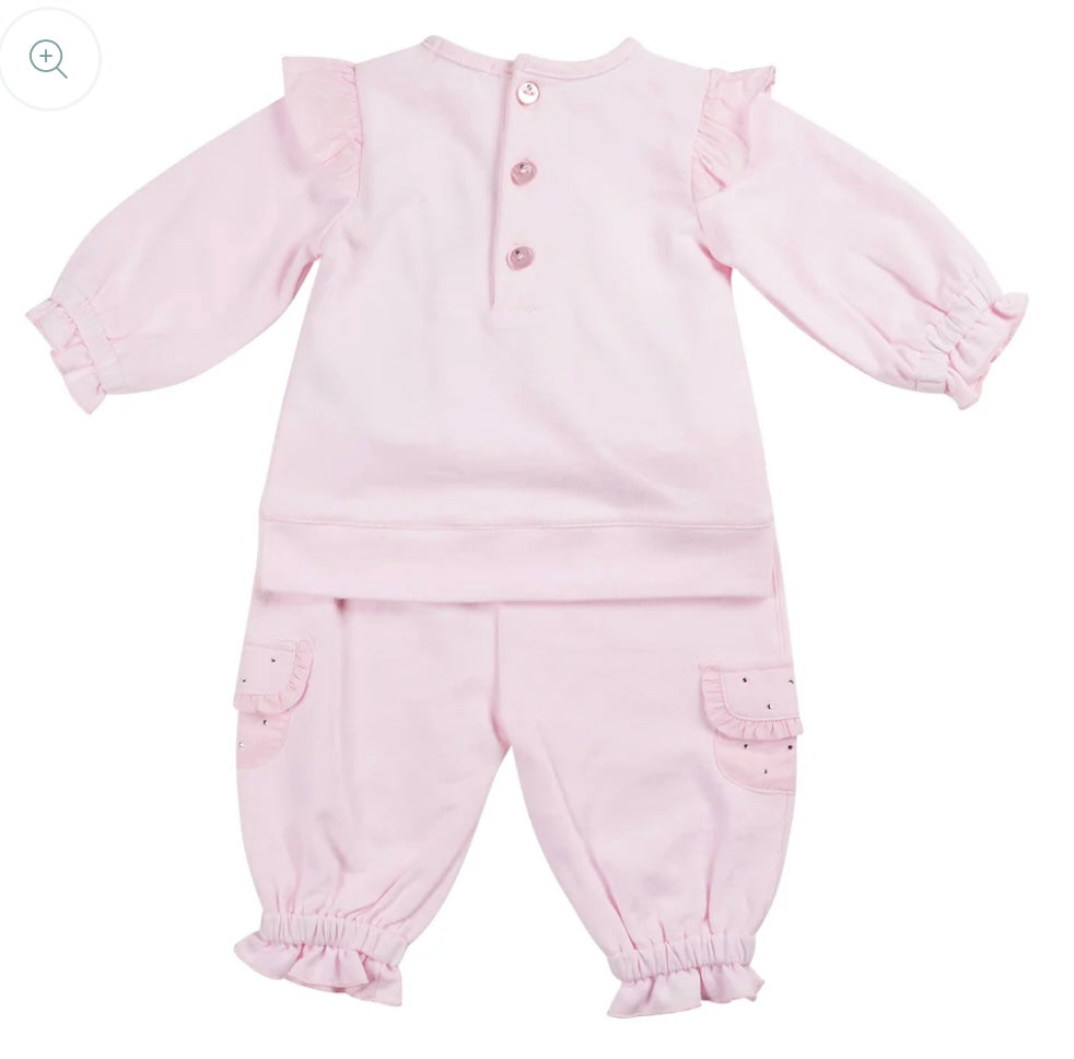 Mintini Pink Frill Diamante Tracksuit Set