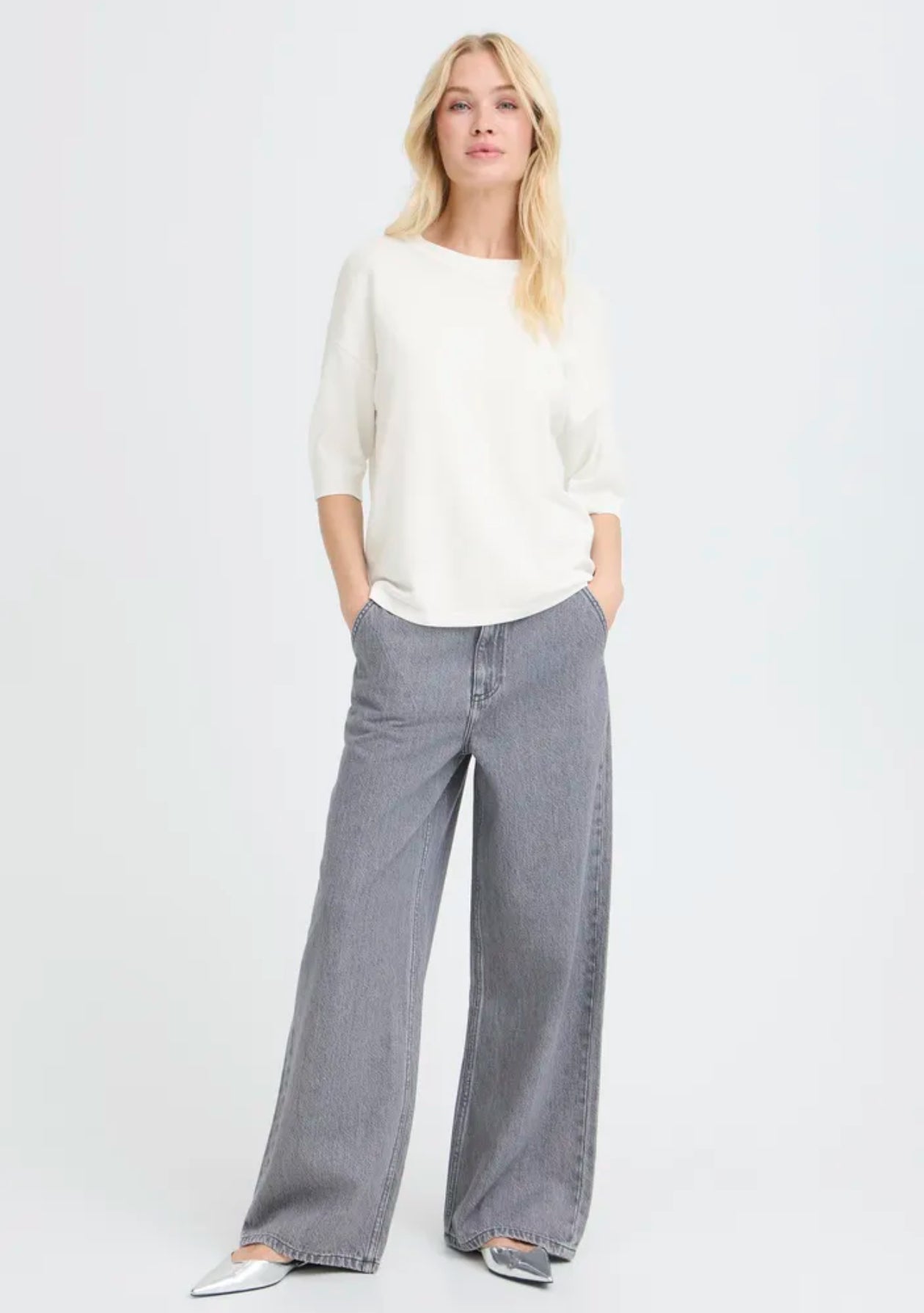 B YOUNG MMORLA SS FINE KNIT TSHIRT MARSHMALLOW 20814397