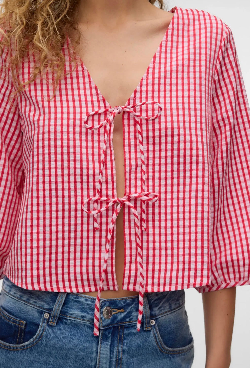 VERO MODA CAMILLA 3/4 TIE TOP PINK-A-BOO