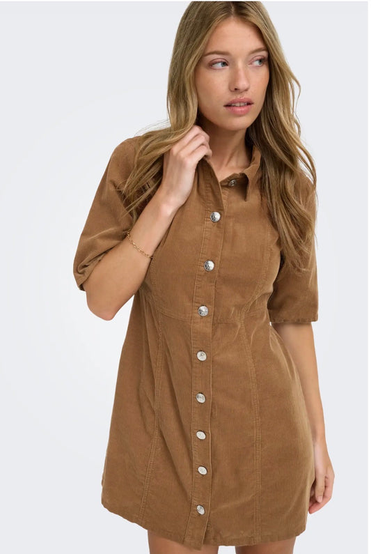 ONLY LAIME 2/4 SHORT CORD DRESS BISON
