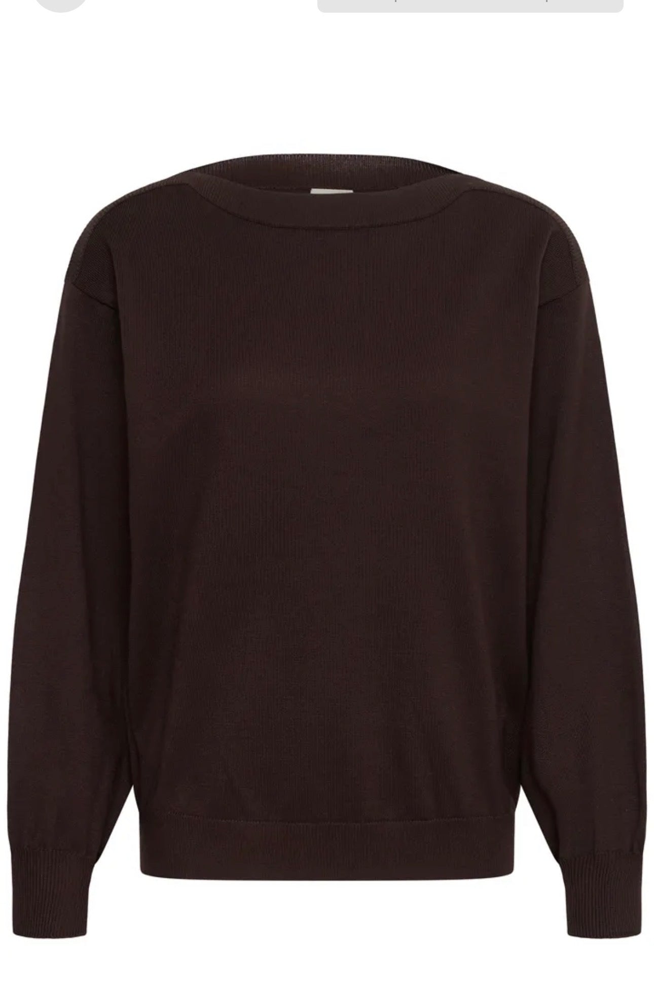 ICHI LULS BOAT NECK LS PULLOVER CHOCOLATE TORTE
