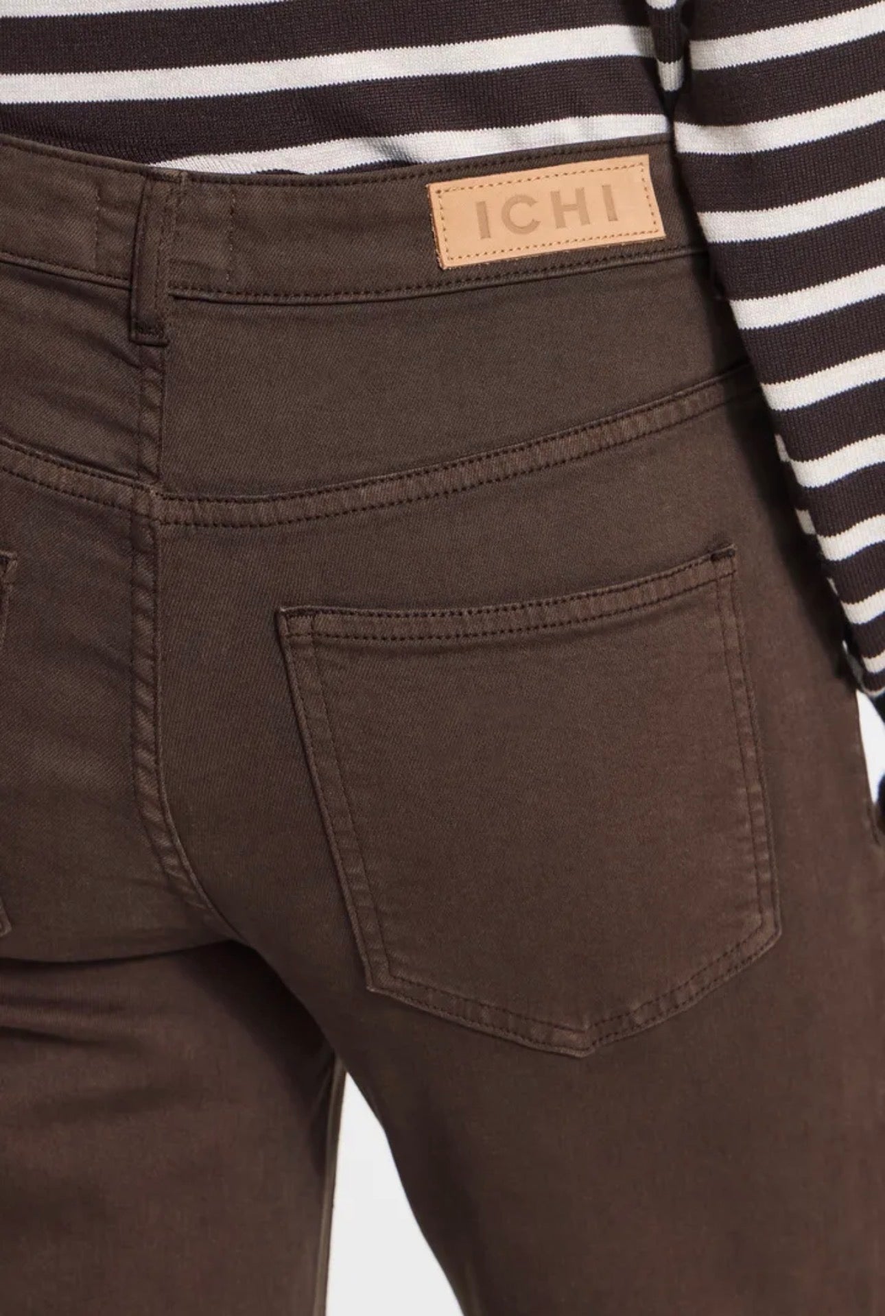 ICHI ZIGGY RAVEN CROPPED JEANS - COFFEE BEAN BROWN