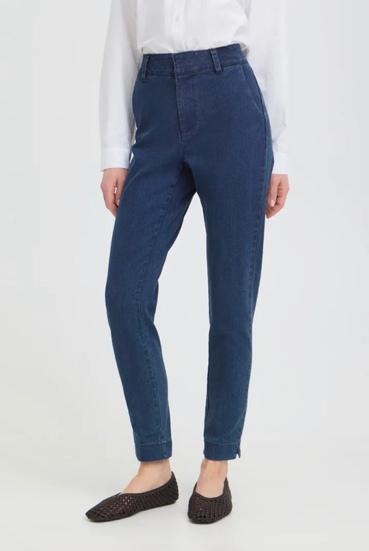 B YOUNG KAFKA DIXI CHINO JEANS - MID BLUE DENIM