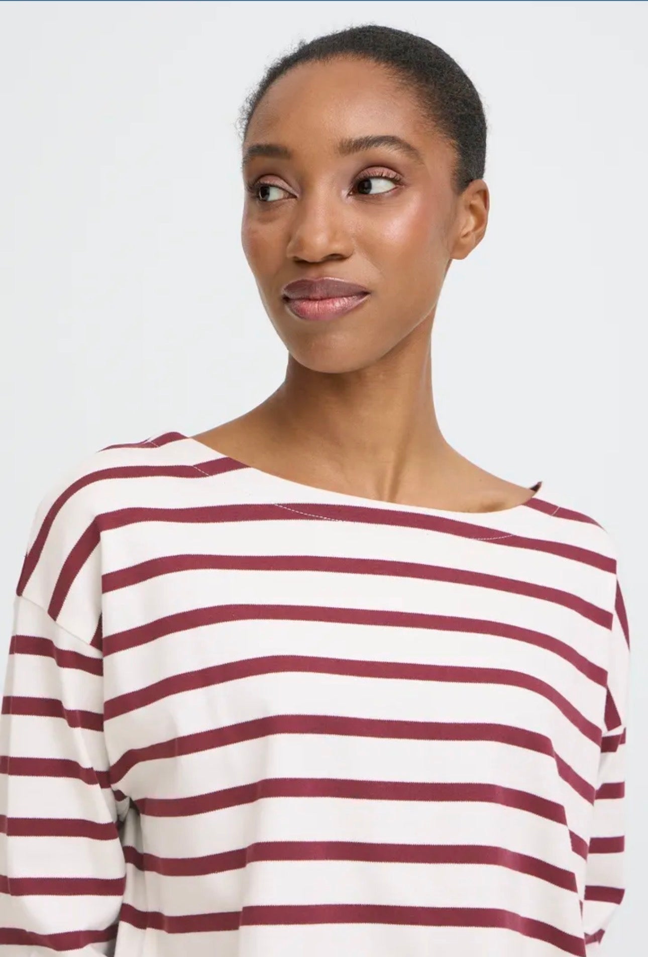 B YOUNG RAMSI PULLOVER - FIG STRIPE