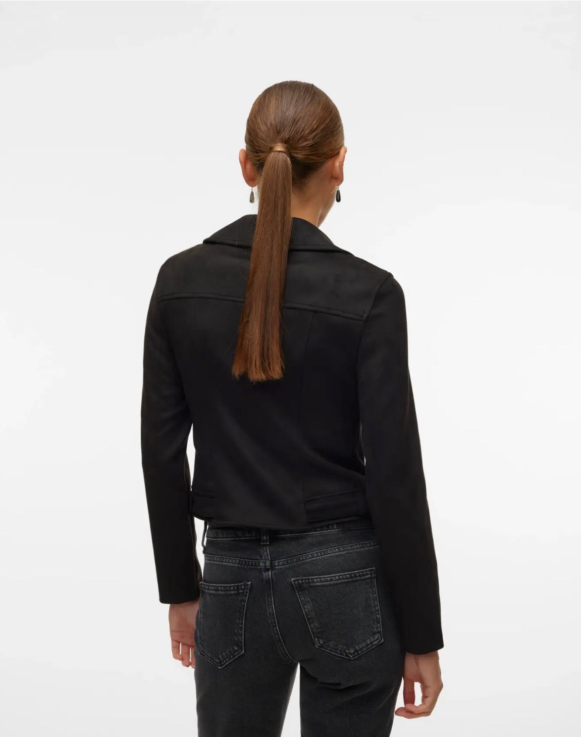VERO MODA JOSE SHORT FAUX SUEDE JACKET - BLACK
