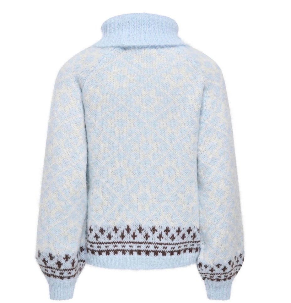 ONLY CARO ROLLNECK LS KNIT - CASHMERE BLUE/BIRCH/COFFEE