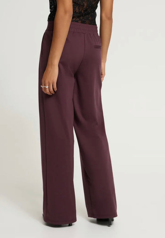 ICHI KATE LONG WIDE PANTS - FUDGE