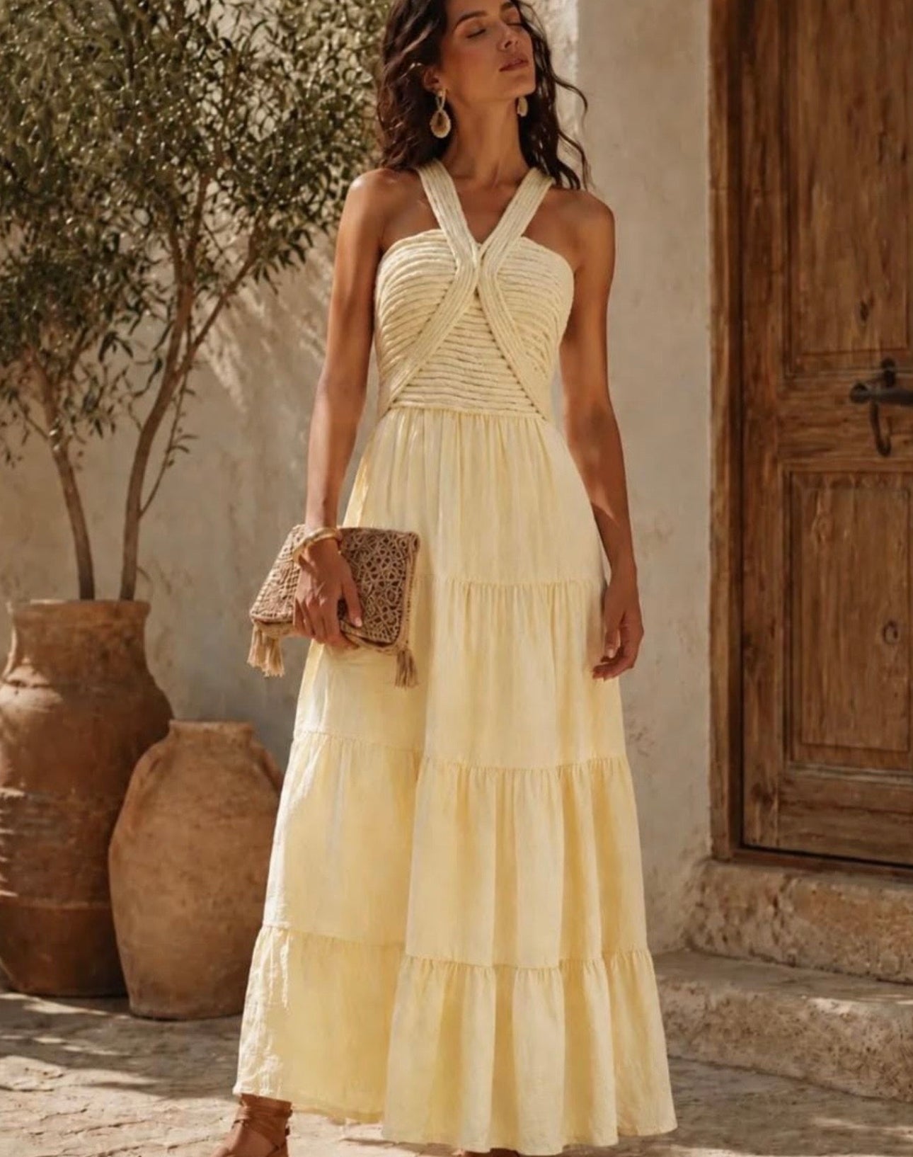 LEMON ROPE DETAIL MAXI DRESS