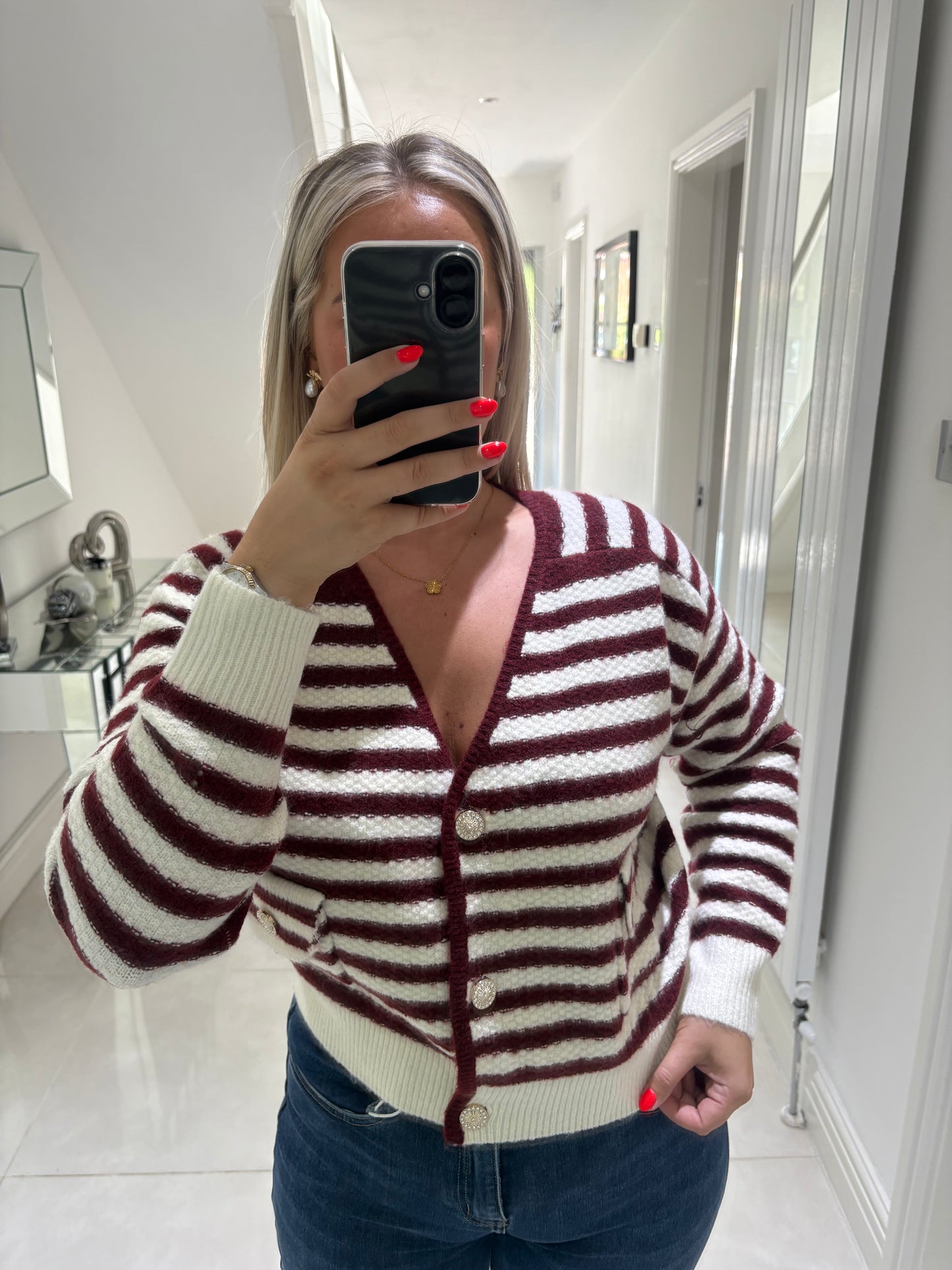 Nikki Gold Buttoned Striped Cardigan