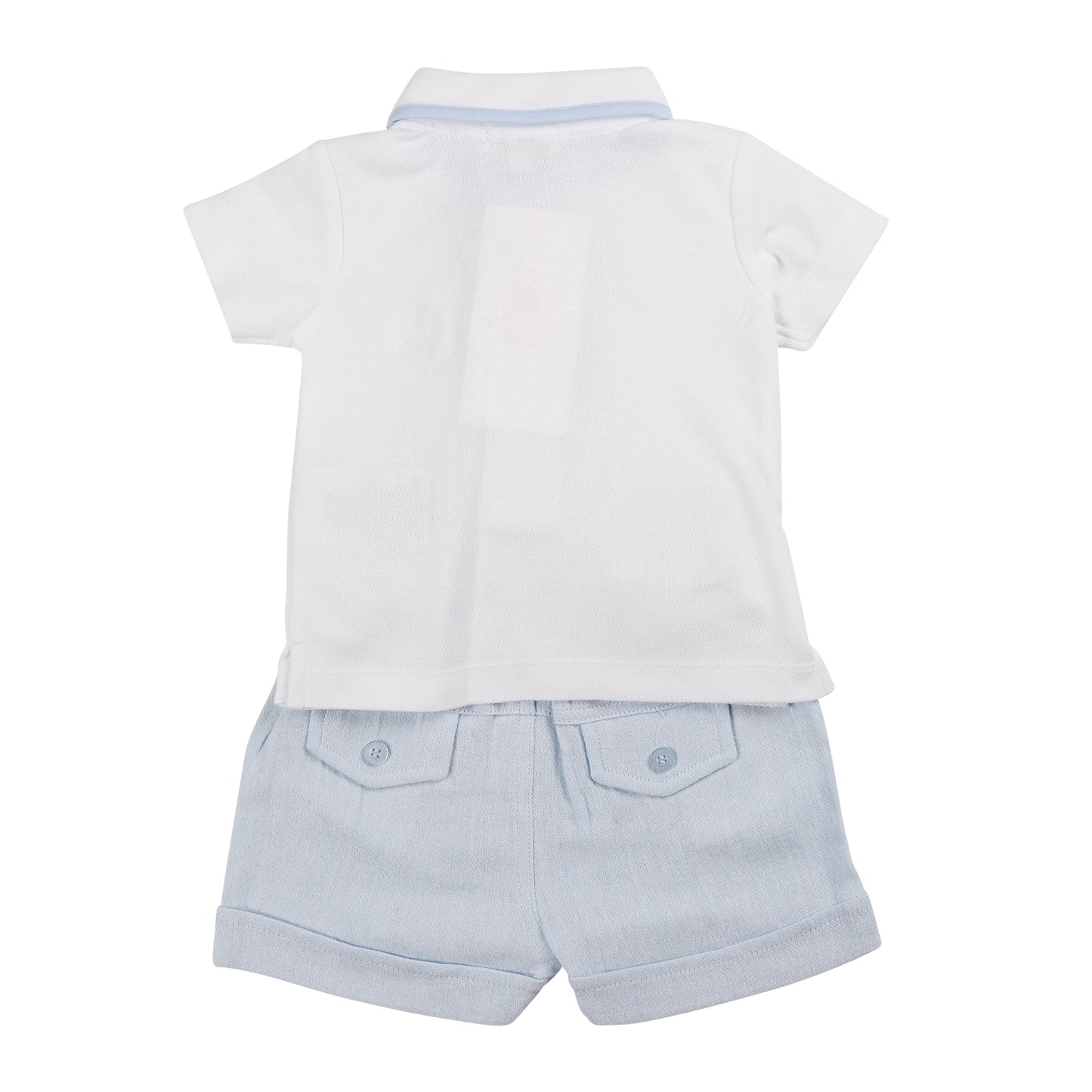Mintini Polo Top & Short Set White/Blue MB6323A