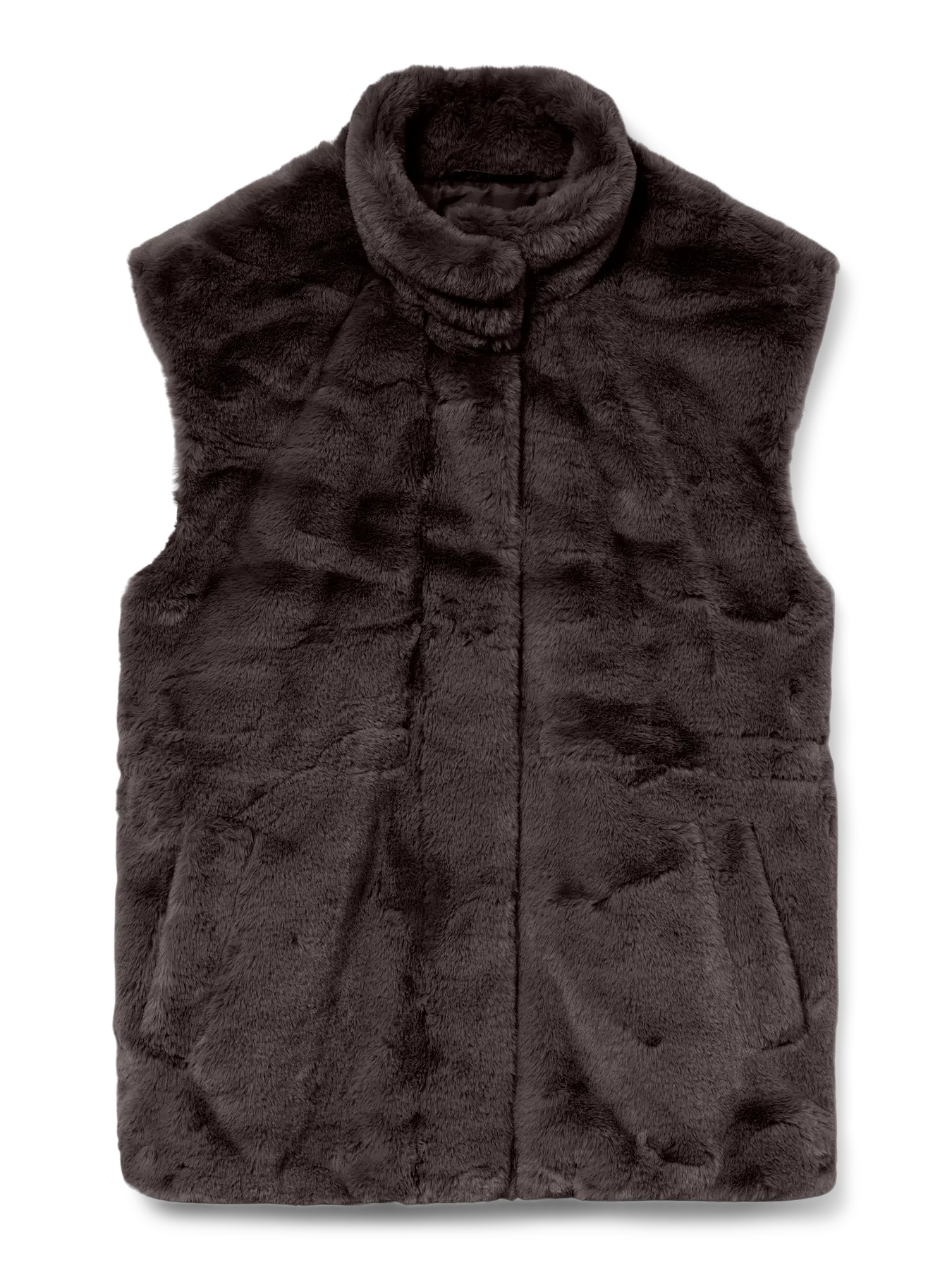 VERA MODA SONJA POPPY FAUX FUR WAISTCOAT CHOCOLATE