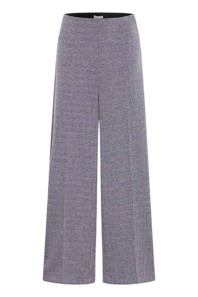 ICHI KATE JACQUARD TROUSERS PATRIOT BLUE HERRINGBONE 20121602