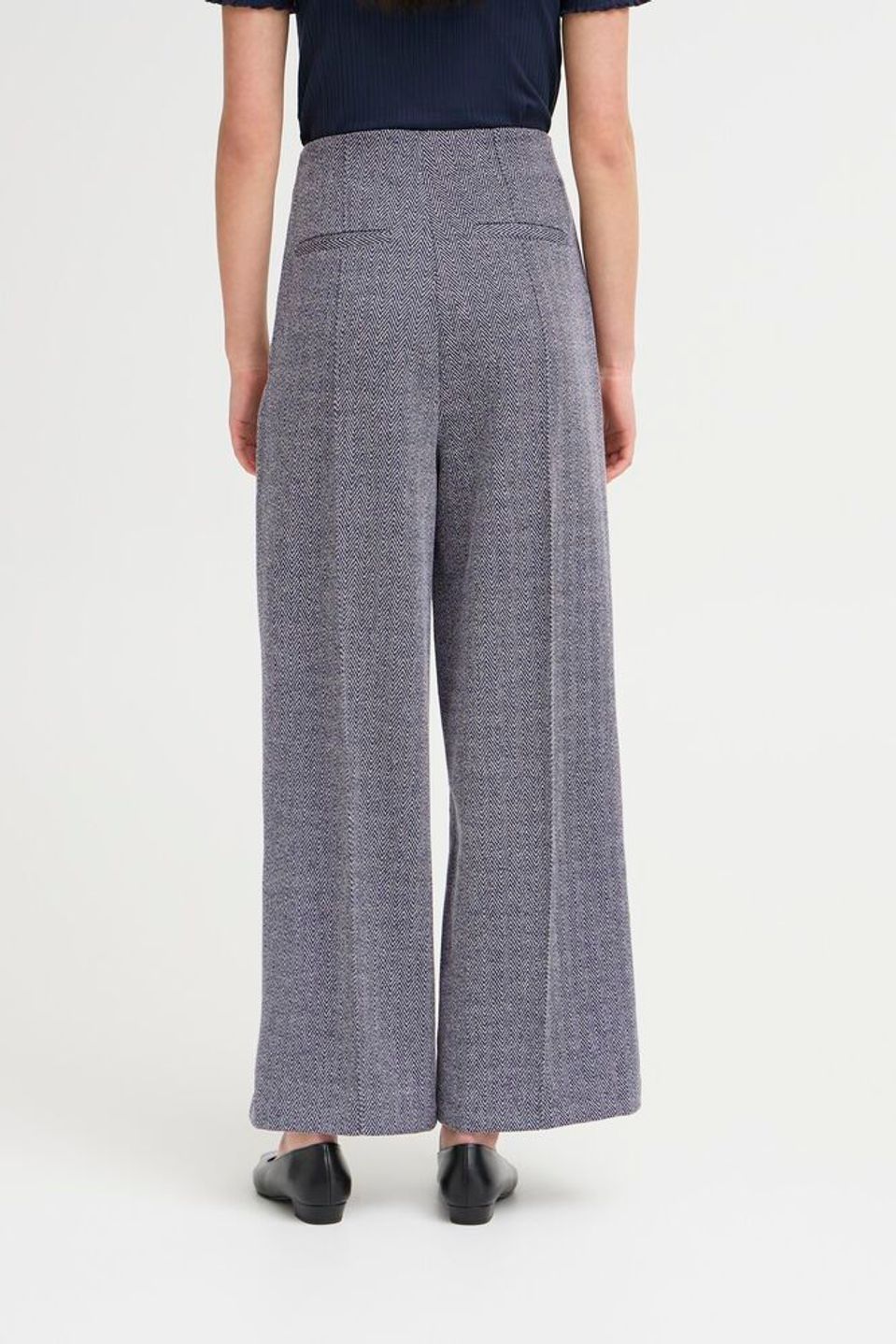 ICHI KATE JACQUARD TROUSERS PATRIOT BLUE HERRINGBONE 20121602