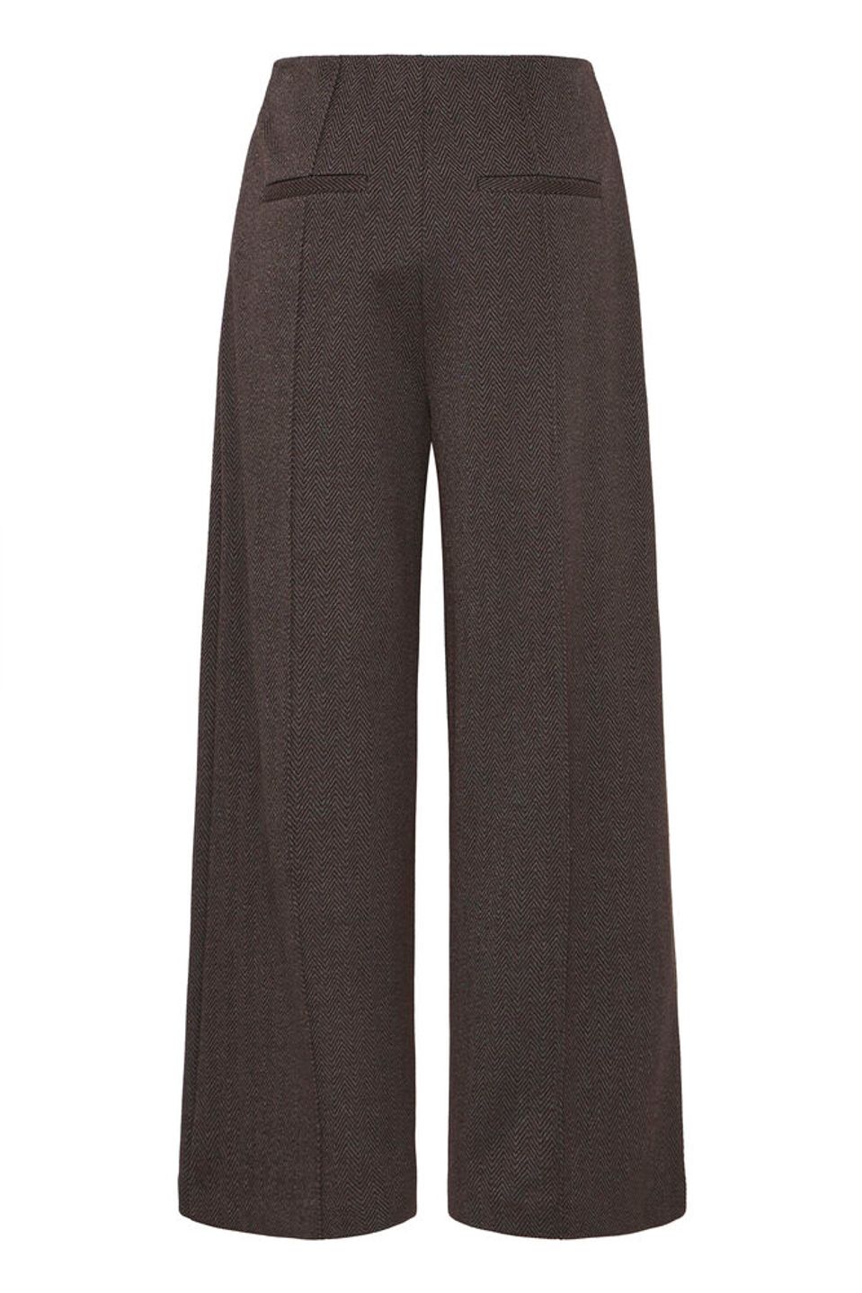 ICHI KATE JACQUARD TROUSERS BLACK BROWN HERRINGBONE 20121602