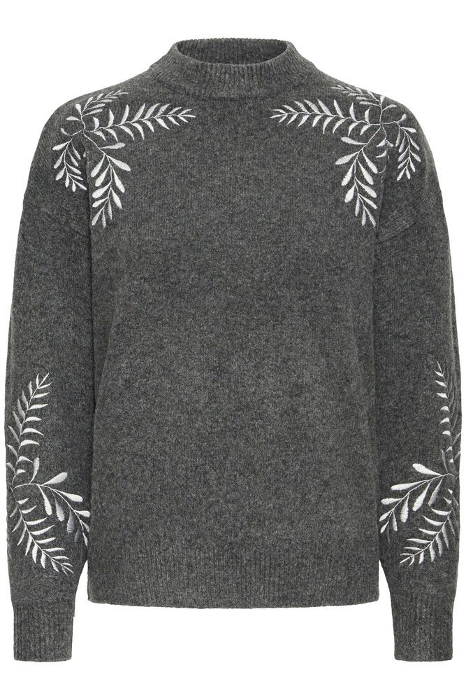 B YOUNG MAGGE EMB JUMPER DARK GREY MELANGE 20818186