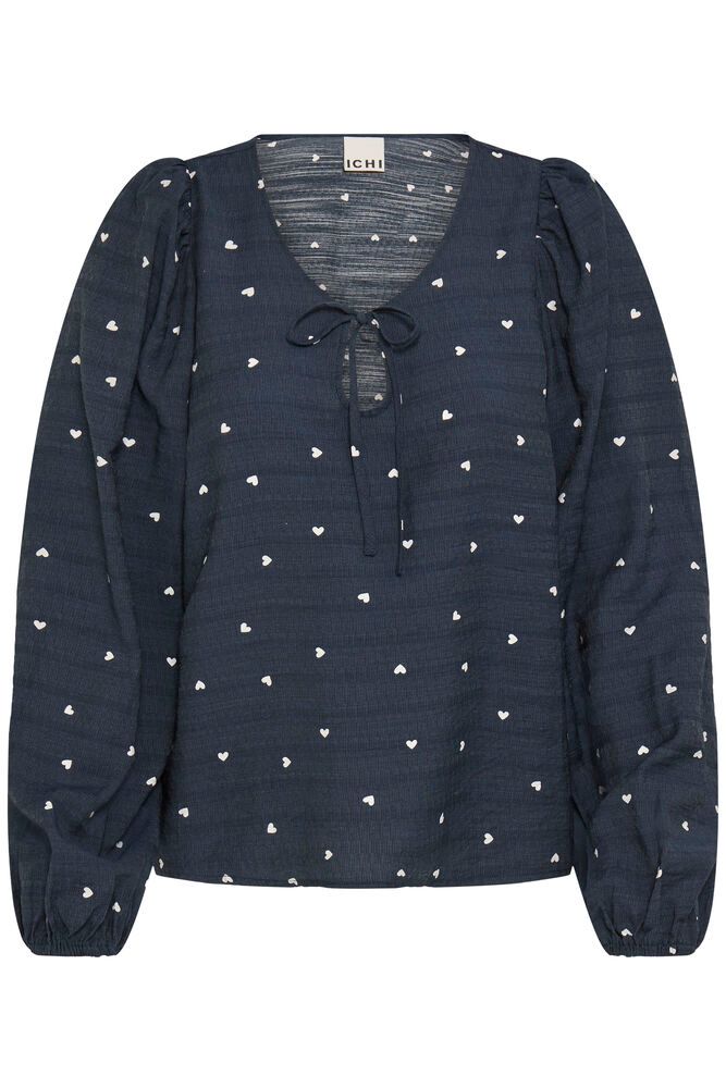ICHI ELVA LONG SLEEVE BLOUSE BLUE /WHITE HEARTS 20124618
