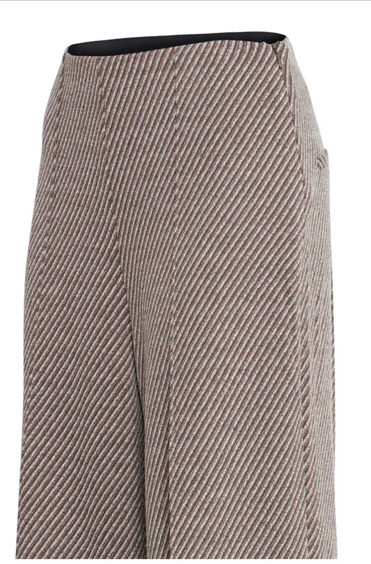 ICHI KATE TWILLISH WIDE LEG TROUSERS - JAVA/ALMOND MILK