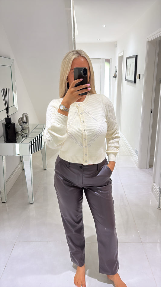 ONLY PRINCESS LS O-NECK CARDIGAN - WHITECAP GRAY/MEL/SILVER BUTTON